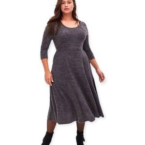 Torrid Charcoal Super Soft Plush Gray Midi Dress - 00